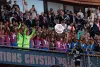 Marc Guehi lifts the FA Cup with Crystal Palace at the Wembley Stadium in London