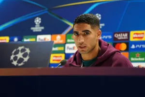 Achraf Hakimi on media duties for Paris Saint-Germain